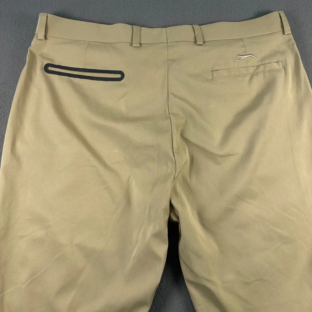 Slazenger Mens Golf Pants Khaki Tan Flat Front Stretch W38 L30 Performance
